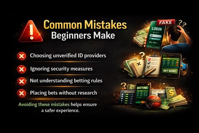 Common mistakes beginners make in online cricket betting such as unverified ID providers and poor research